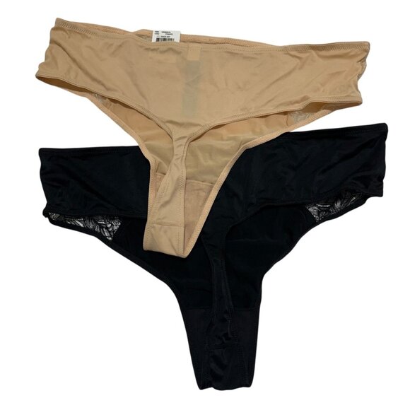 INC Int’l Concepts Plus Size 1X Black Frappe Lace-Trim Thong Panty (2) Pairs NWT - Picture 6 of 7